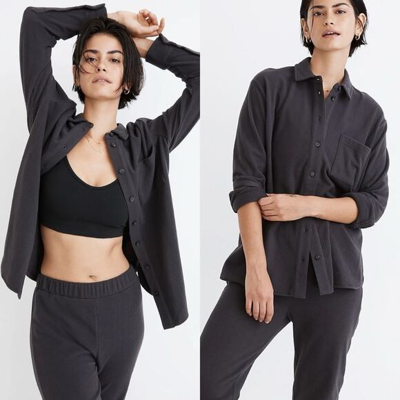 Madewell MWL Fleecelayer Shirt-Jacket Shacket In Grey Size M Lounge Comfy Layer - Picture 1 of 14